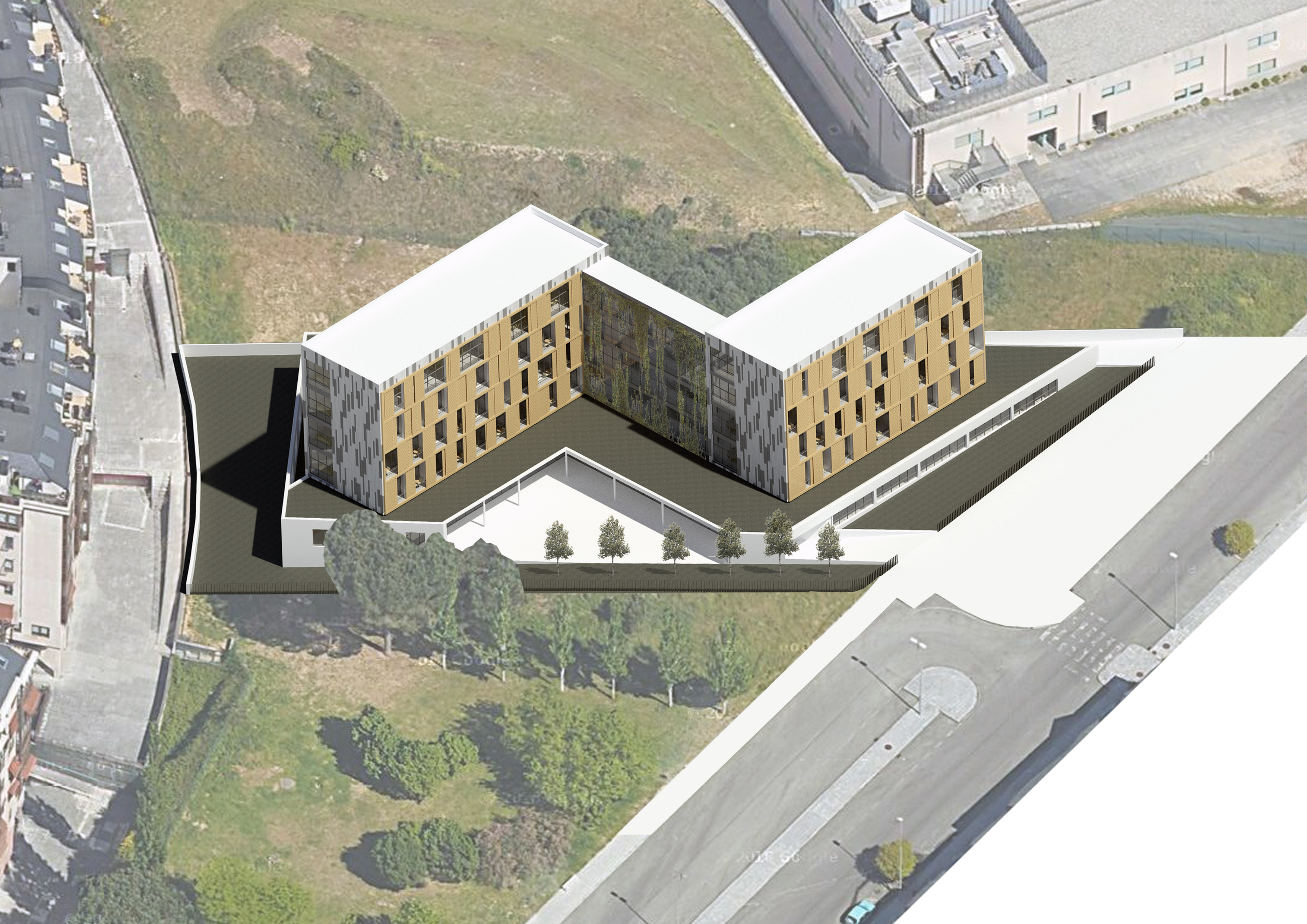 2.3 CONCURSO PARA RESIDENCIA DE ANCIANOS EN OURENSE AXONOMETRIA